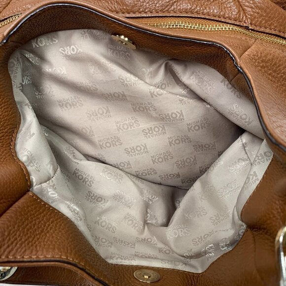 MICHAEL Michael Kors Large Fulton Triple Compartment Hobo Bag Tan Leather Gold - Picture 14 of 16
